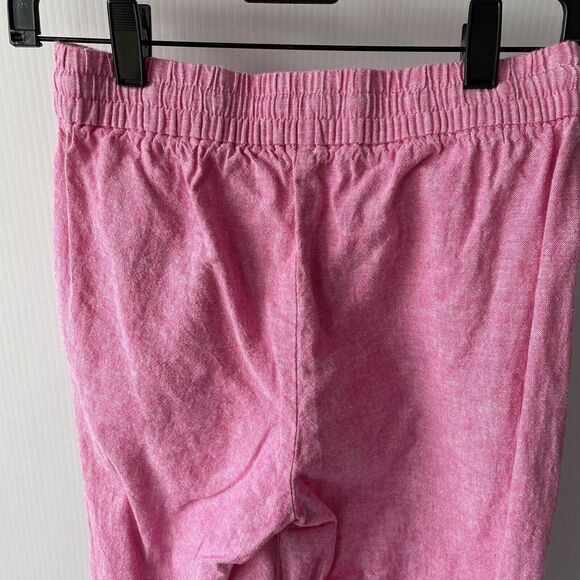 J.Crew Linen Pants Drawstring Tapered Leg Valentine's Day Pink Pockets Size 2 - Picture 8 of 10